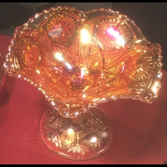 Imperial Marigold Carnival Glass Pedestal Bowl - Picture 4 of 4